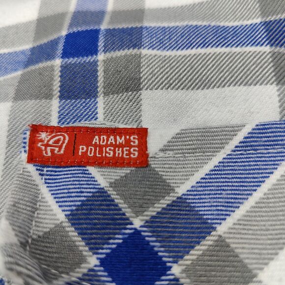 Dixxon 'Rinser' Flannel Shirt Blue Plaid Polyester Adam's Polishes Mens 4X - Picture 8 of 9
